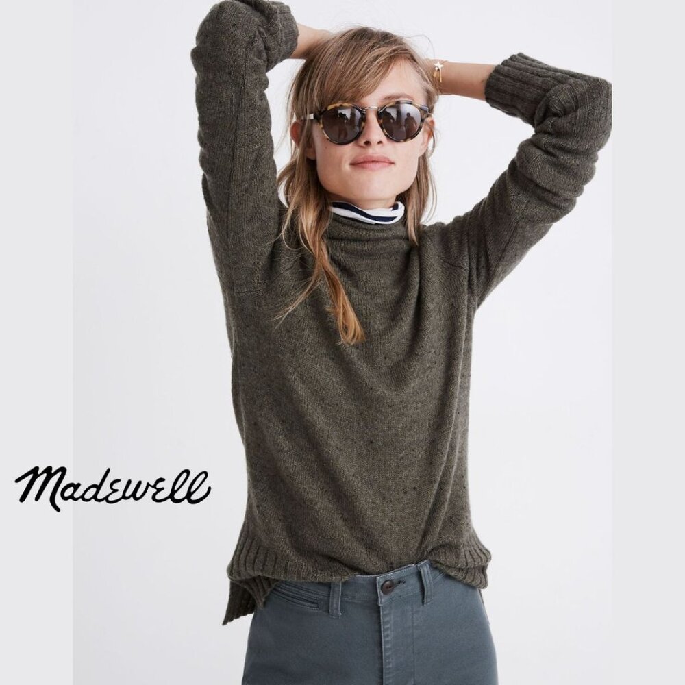 Madewell | Donegal Turtleneck Sweater | Forest Sage Green XS | Wool Blend | EUC